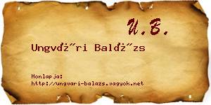 Ungvári Balázs névjegykártya